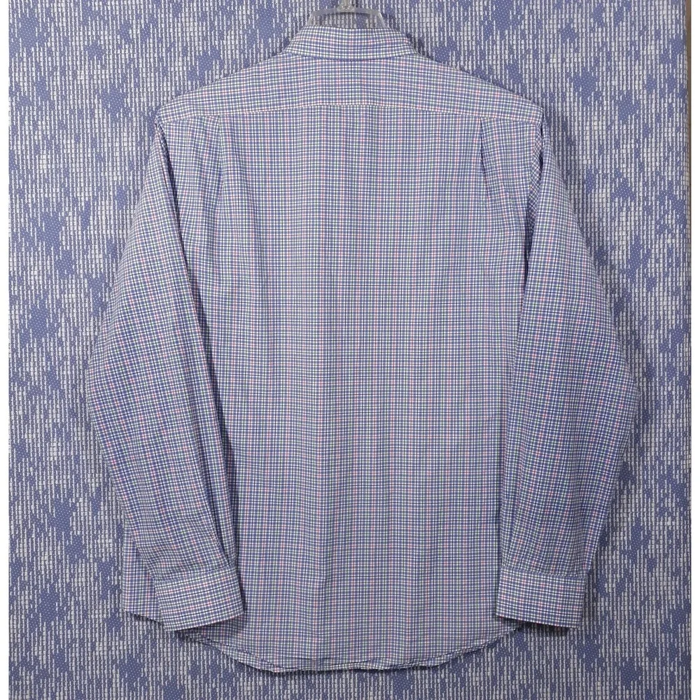 Polo Ralph Lauren Shirt Mens Large Plaid Blue Pony Logo 100% Cotton